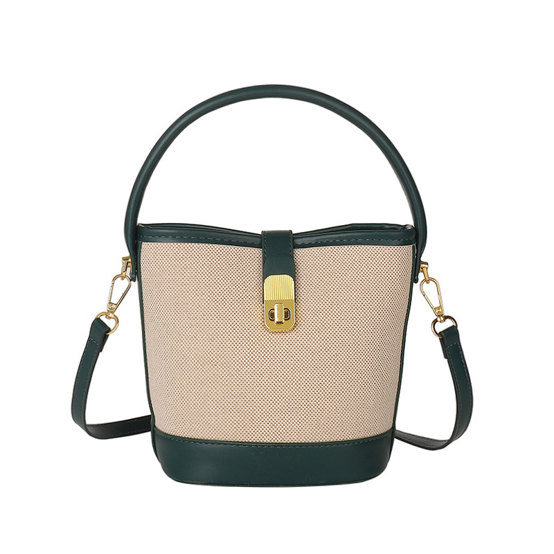 Taška typu vedro z PU, mestský štýl, uzáver so zámkom, laminovaná vnútorná kapsa so zipsom