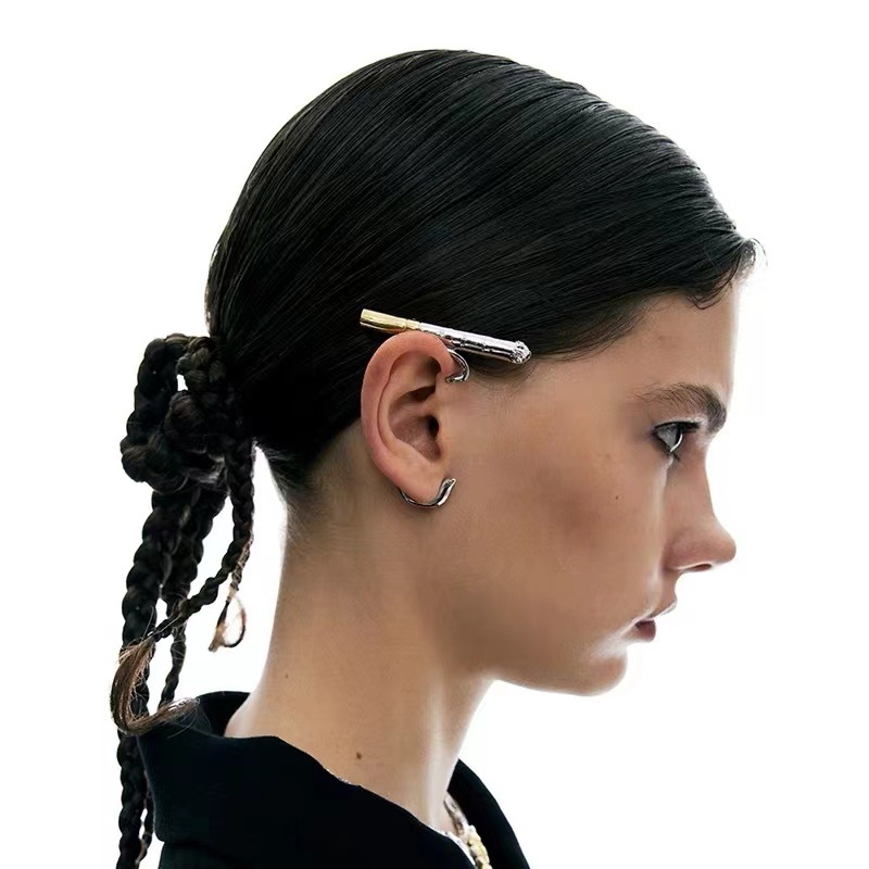 Κλιπ-όν σκουλαρίκια σε στυλ πανκ, μέταλλο Diecast, ηλεκτροπλατίωση, ξεχωριστά συσκευασμένα, άνοιξη 2024