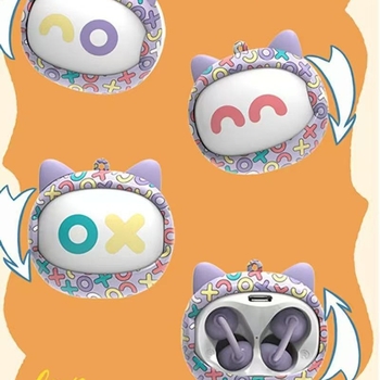 Căști Bluetooth clip-on G08s cu față de desen animat, semi-in-ear, rotativ, 2025 model