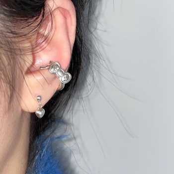 Σκουλαρίκια με κλιπ χόνδρου – φιόγκος σε γεωμετρικό σχέδιο, κράμα, κορεάτικο στυλ, για γυναίκες (Άνοιξη 2024)