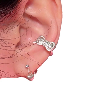 Σκουλαρίκια με κλιπ χόνδρου – φιόγκος σε γεωμετρικό σχέδιο, κράμα, κορεάτικο στυλ, για γυναίκες (Άνοιξη 2024)