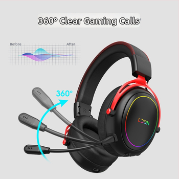 R5 vezeték nélküli gamer fejhallgató három üzemmóddal, Bluetooth, 7.1 térhatású hangzás, 50 mm meghajtók, beépített mikrofon