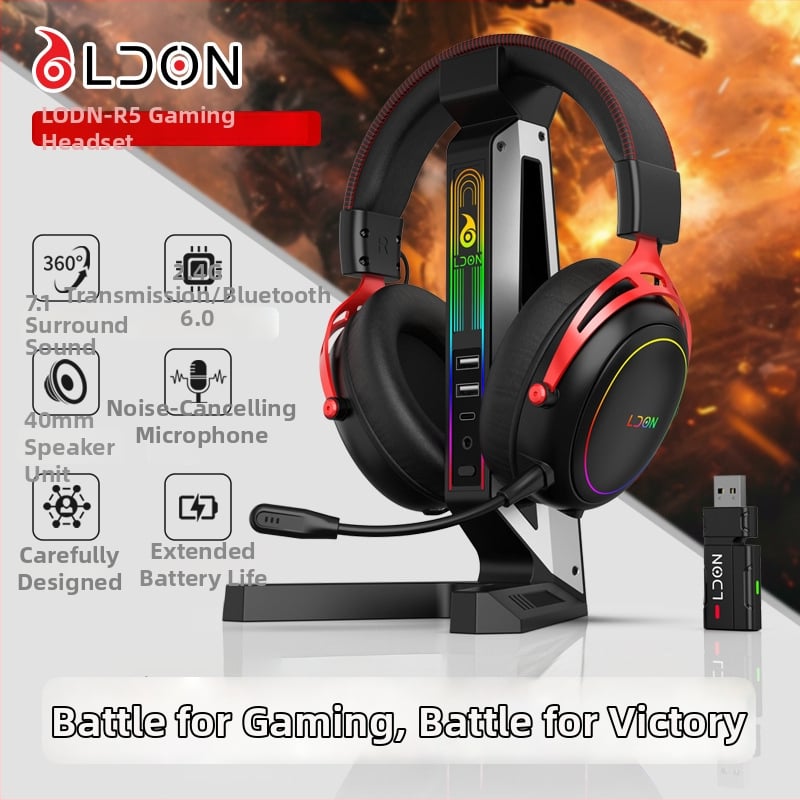 R5 bežične gaming slušalice s tri načina, Bluetooth, 7.1 surround zvuk, 50 mm zvučnici, ugrađen mikrofon