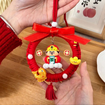 DIY Κρεμαστό διακόσμησης αυτοκινήτου με Θεό της Ευημερίας – σετ με βούρτσα και καμπάνα για εσωτερική διακόσμηση