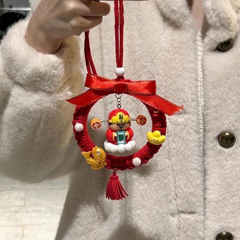 DIY Κρεμαστό διακόσμησης αυτοκινήτου με Θεό της Ευημερίας – σετ με βούρτσα και καμπάνα για εσωτερική διακόσμηση