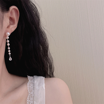 Fülbevalók műgyöngyökkel, geometriai tassel dizájn, Qiao Li márka, elektroplakált felület, niche stílus, nőknek szóló ékszer