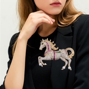 Брошка зодия Кон – уникален дизайн, медна сплав, форма: зодия/животни, електроплакиране, за спомен и украса, унисекс