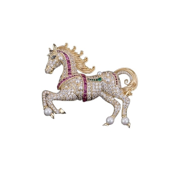 Брошка зодия Кон – уникален дизайн, медна сплав, форма: зодия/животни, електроплакиране, за спомен и украса, унисекс