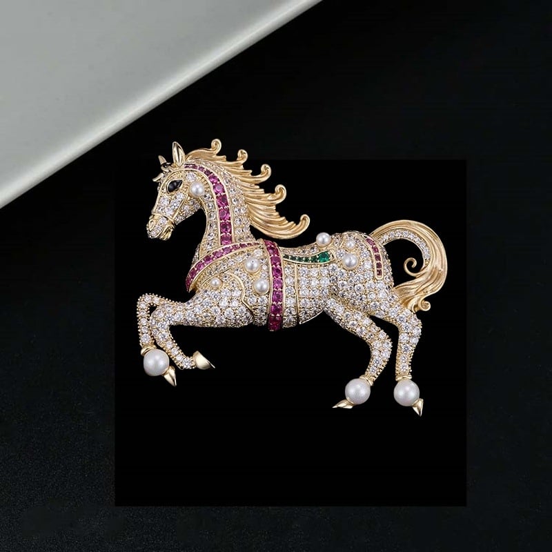 Брошка зодия Кон – уникален дизайн, медна сплав, форма: зодия/животни, електроплакиране, за спомен и украса, унисекс