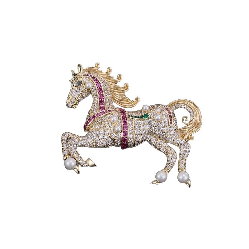 Брошка зодия Кон – уникален дизайн, медна сплав, форма: зодия/животни, електроплакиране, за спомен и украса, унисекс