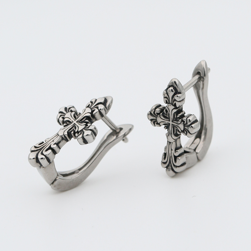 Σκουλαρίκια με σταυρό σε κρίκο, τιτάνιο ατσάλι, στυλ χιπ-χοπ, προέλευση Yiwu, κυκλοφόρησε άνοιξη 2024