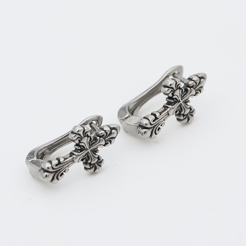 Σκουλαρίκια με σταυρό σε κρίκο, τιτάνιο ατσάλι, στυλ χιπ-χοπ, προέλευση Yiwu, κυκλοφόρησε άνοιξη 2024