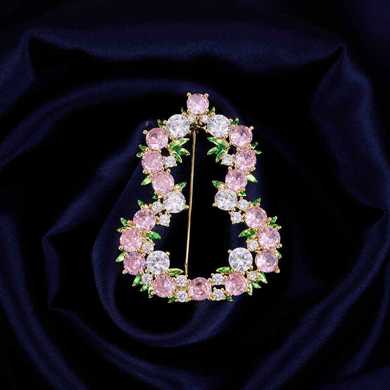 Geometrijska broš Liyu Jewelry, s ugradbenim cirkonima, ekološki bakar, ženski kineski stil