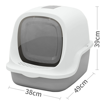 Casetă de nisip pentru pisici, cu capac basculant, protecție împotriva stropilor, complet închis, material PP, Brand Love