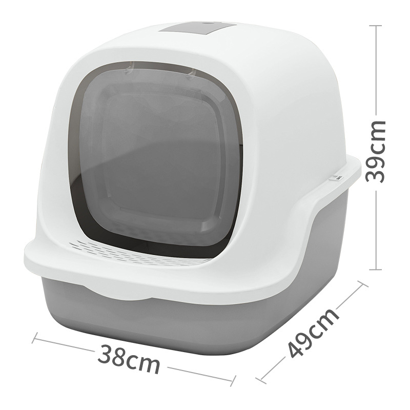 Casetă de nisip pentru pisici, cu capac basculant, protecție împotriva stropilor, complet închis, material PP, Brand Love