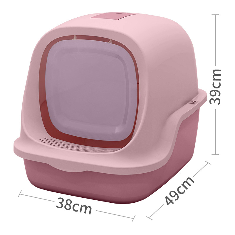 Casetă de nisip pentru pisici, cu capac basculant, protecție împotriva stropilor, complet închis, material PP, Brand Love