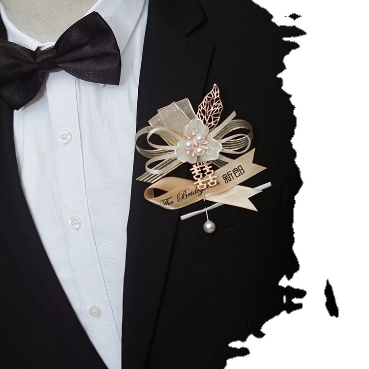 Сватбен комплект корсажи за родители, младоженци, шаферки и шафер - корейски стил, напълно персонализируем