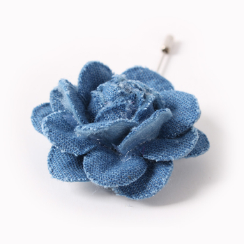 Férfi denim Camellia corsage öltönyhöz epoxi befejezéssel, virágminta, beágyazás nélkül