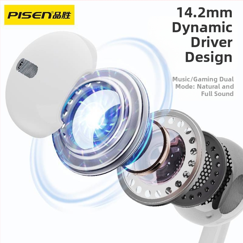 Pisen CP06 Type-C plne dekódované DAC káblové slúchadlá, 1,2 m, pohyblivá cievka, kompatibilné s iOS