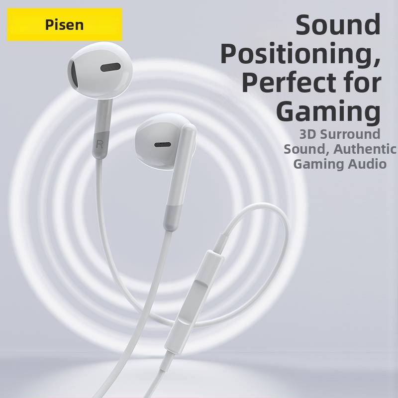 Pisen CP06 Type-C plne dekódované DAC káblové slúchadlá, 1,2 m, pohyblivá cievka, kompatibilné s iOS