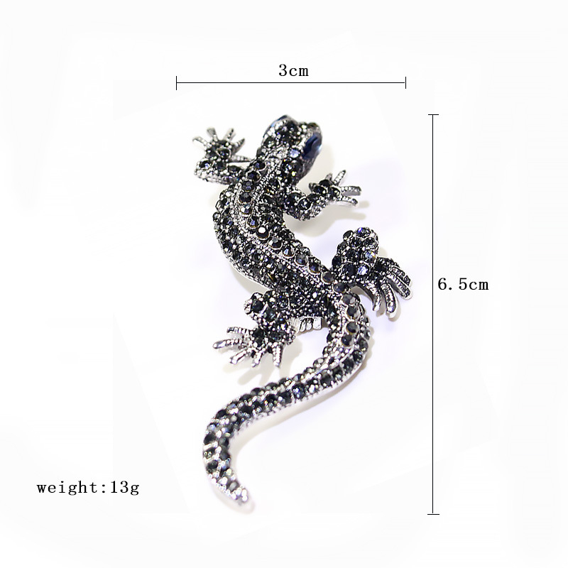 Unisex broš od legure s dijamantom – životinjski motiv gecko