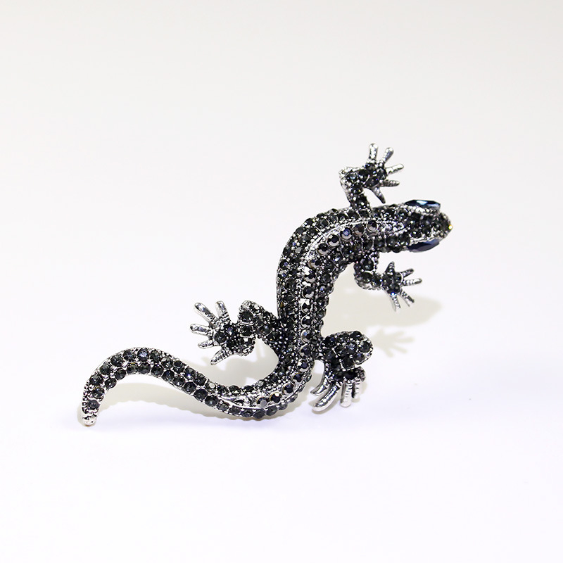 Unisex broš od legure s dijamantom – životinjski motiv gecko