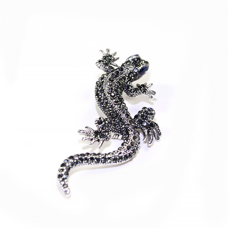 Unisex broš od legure s dijamantom – životinjski motiv gecko