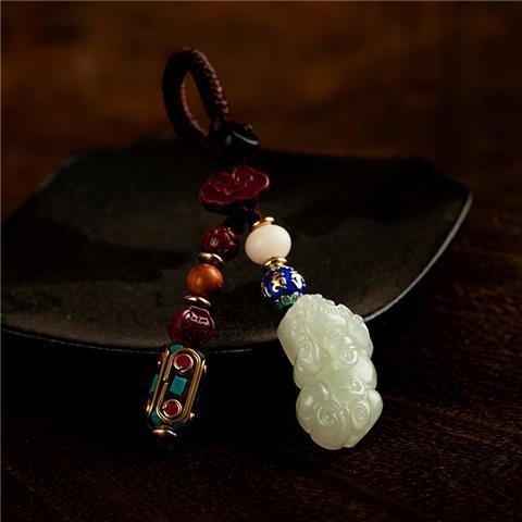 Pixiu κρεμαστό αυτοκινήτου για κλειδιά, μοναδική μάρκα, κράμα, στυλ καρτούν, λειτουργία αρώματος, διακόσμηση αυτοκινήτου