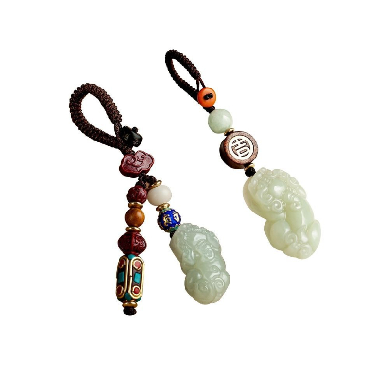 Pixiu κρεμαστό αυτοκινήτου για κλειδιά, μοναδική μάρκα, κράμα, στυλ καρτούν, λειτουργία αρώματος, διακόσμηση αυτοκινήτου