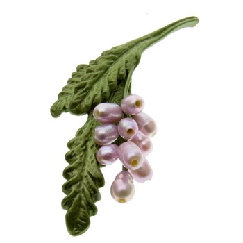 Virágmotívumos corsage, ötvözet alap, természetes gyöngyök, lakkozott felület, retro uniszex stílus