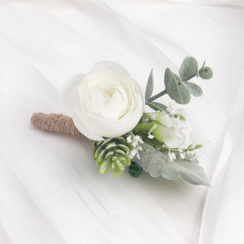 Wei Xu esküvői corsage mesterséges virággal, a vőlegénynek és vendégeknek, ajándéknak kiváló