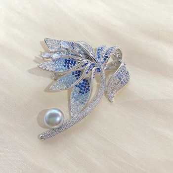 Wanlina Réz Gyöngy Virág Brooch – Virág Formájú, Elektroplatált, Dekoratív, Könnyed Lux Stílus