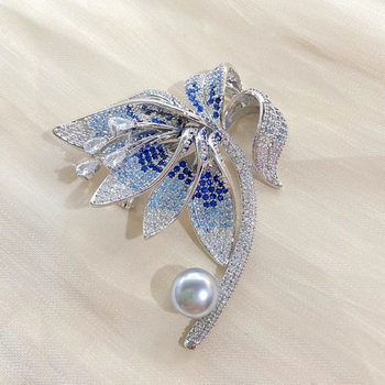 Wanlina Réz Gyöngy Virág Brooch – Virág Formájú, Elektroplatált, Dekoratív, Könnyed Lux Stílus