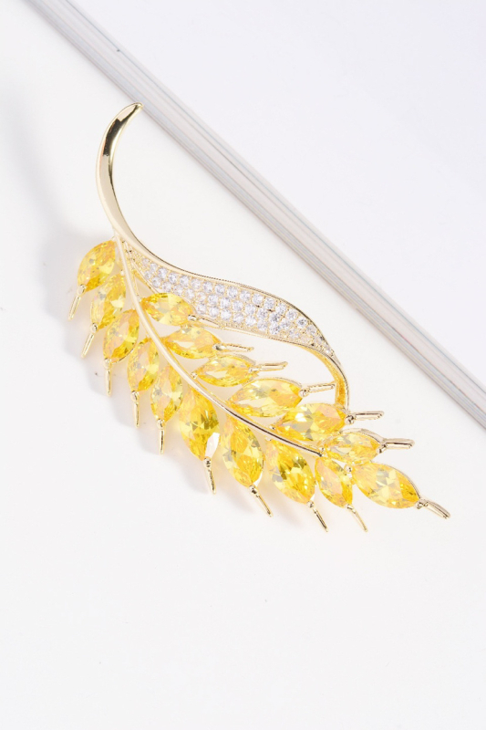 Elegáns réz brooch nőknek, virágos mintával, mikroinlay