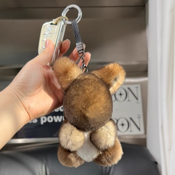 Rex nyúl szőrme táskadísz – plüss játék, autó belső dekoráció, karikatúra stílus, friss és édes, eredet: Hebei, 2025 tavasz
