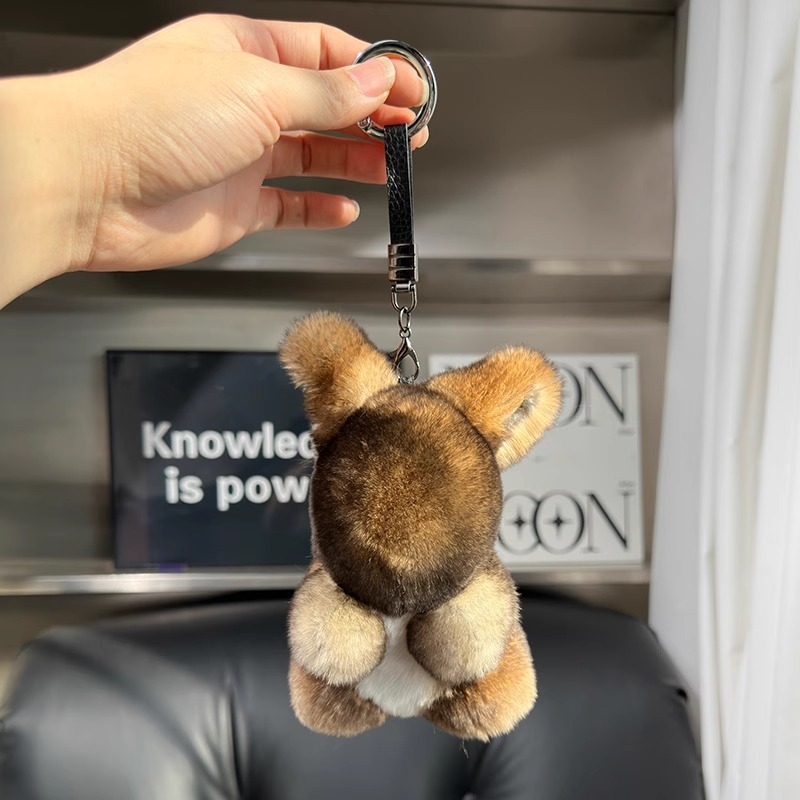 Rex nyúl szőrme táskadísz – plüss játék, autó belső dekoráció, karikatúra stílus, friss és édes, eredet: Hebei, 2025 tavasz