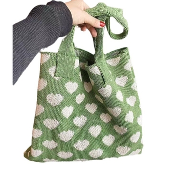 Pletene Tote torba - tkan stil, Poliester materijal, vertikalni kvadratni oblik, dvostruke naramenice, pogodna za odmor i putovanja