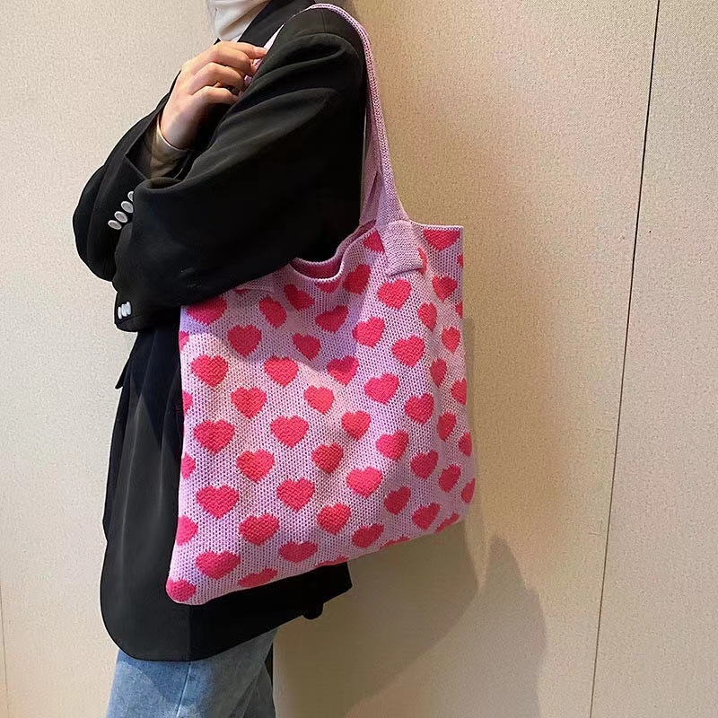 Pletene Tote torba - tkan stil, Poliester materijal, vertikalni kvadratni oblik, dvostruke naramenice, pogodna za odmor i putovanja