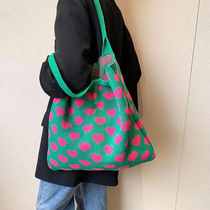 Pletene Tote torba - tkan stil, Poliester materijal, vertikalni kvadratni oblik, dvostruke naramenice, pogodna za odmor i putovanja