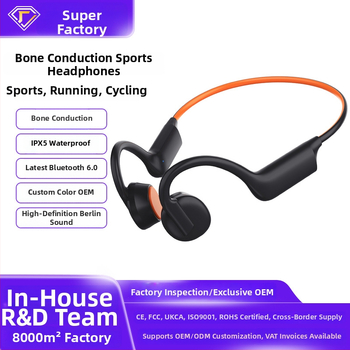 Slušalice Bluetooth s kostnom vodljivosti za biciklizam i trčanje, otvorene uhu, stereo, Bluetooth 5.3, domet 10 m, trajanje >8 h, IPX5, redukcija buke