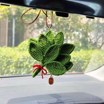 Μενταγιόν αυτοκινήτου από βελούδο, χειροποίητο πλεκτό, μοτίβο φύλλου γκρέιφρουτ, στυλ κινουμένων σχεδίων, λειτουργία αρώματος