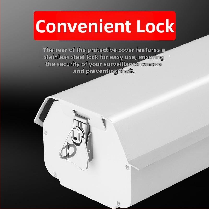 Ārējai novērošanas kamerai aizsargkorpuss, Gun tips, plastmasas korpuss; kabelis līdz 2 cm diametram; darba temperatūra -30°C līdz 60°C; skrūvju stiprinājums; logs 60×60 mm.