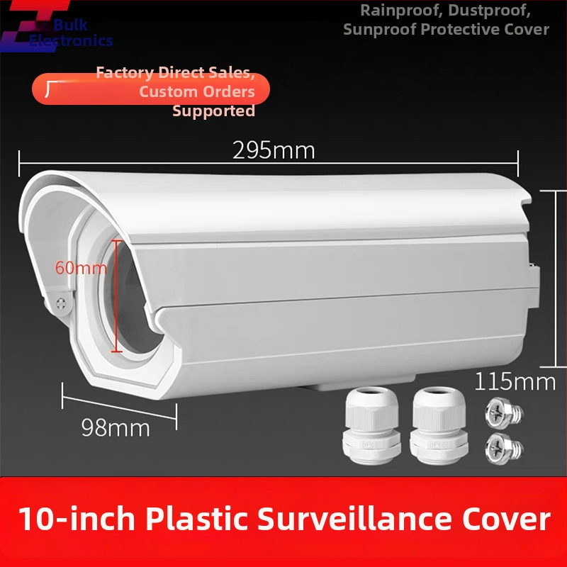 Ārējai novērošanas kamerai aizsargkorpuss, Gun tips, plastmasas korpuss; kabelis līdz 2 cm diametram; darba temperatūra -30°C līdz 60°C; skrūvju stiprinājums; logs 60×60 mm.