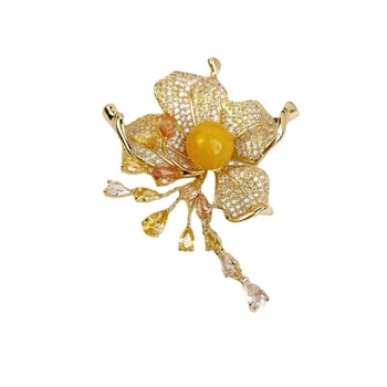 Broșă din cupru cu model floare, stil coreean, placare electrolitică, unisex (cupru; model floare; stil coreean; placare electrolitică)