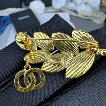 Meďová brošňa s motívom klasy pšenice, unisex, elektroplátovaná, zima 2025