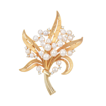 Gyöngyökkel körülölelt virágcsokor brooch nőknek (Anyag: Környezetbarát réz; Forma: Virág; Feldolgozás: Diamant; Stílus: Nőies Elegancia; Funkció: Díszítés, Ajándék)