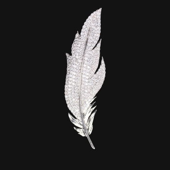 Unisex meďová listová brošňa s kryštálmi, elektroplating