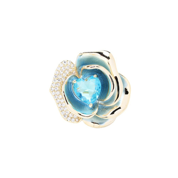 Pozlátená meďová kvetová brošňa, značka Yanyi, elektroplátovaná úprava, dámsky doplnok