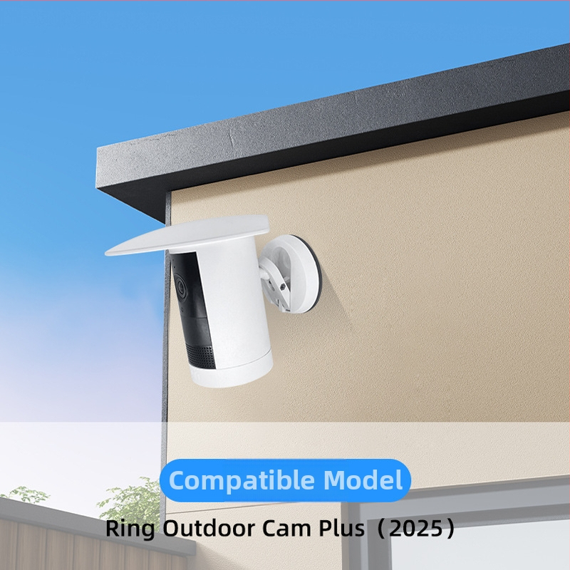 Apaļš plastmasas saules aizsargkapaks kamerai Ring Outdoor Cam Plus (2025) ar aizsargu un bumbveidīgu aizsargu