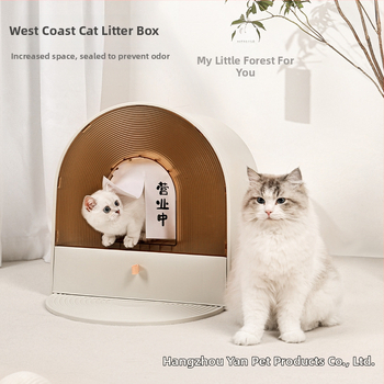 Úplne uzavretá mačacia toaleta s šuplíkom – PP materiál, značka Fluid Animals, pre mačky, kontrola zápachu